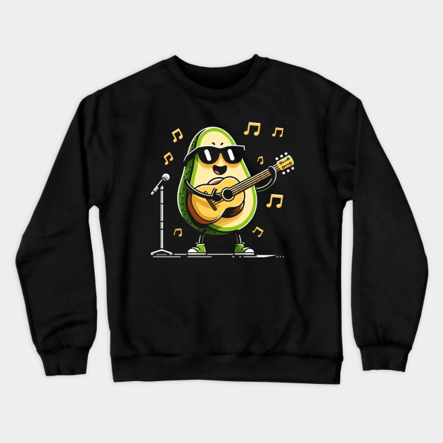 avocado playing guitar - music Crewneck Sweatshirt by Rizstor